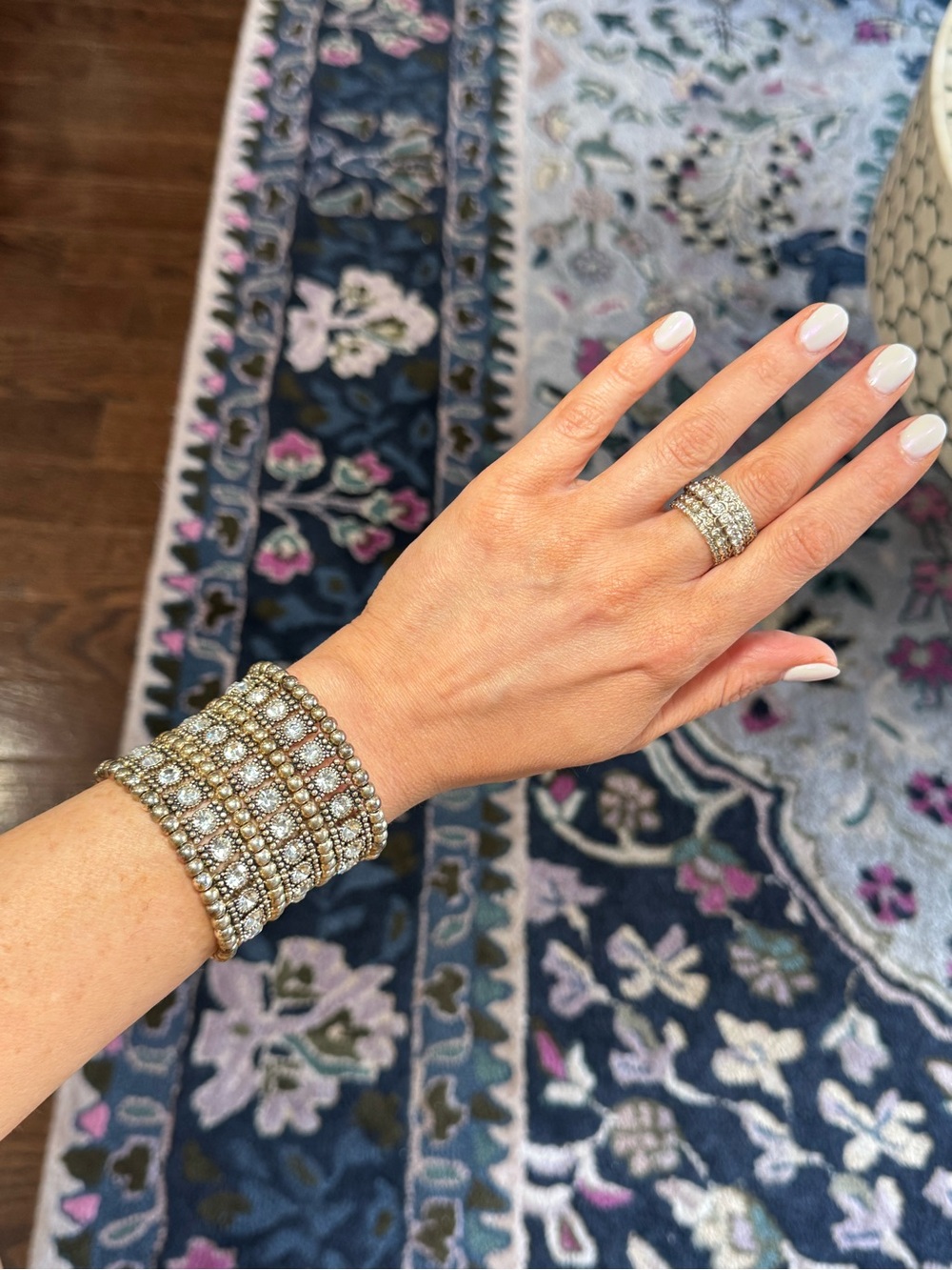 ⚜️🪩 Elegant Crystal Elastic Gold Diamond Bracelet Sparkle Statement Stretch 🪩⚜️ - Picture 3 of 9